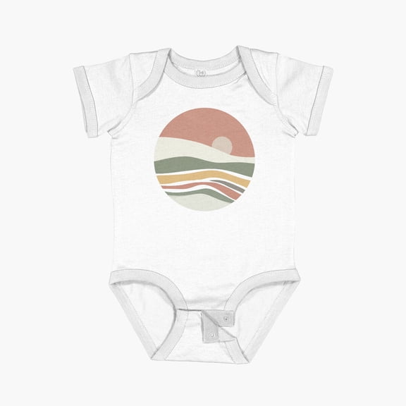 LuvlyAbstract Bohemian Mountain Design 3 Short Sleeve Baby One-Piece, New Born, Baby Shower Gift, New Parents Gift