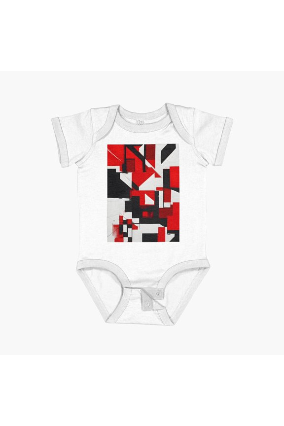 Abstract Energy In White And Red - 4 Short Sleeve Baby One-Piece, New Born, Baby Shower Gift, New Parents Gift