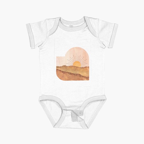 LuvlyAbstract Sunset Short Sleeve Baby One-Piece, New Born, Baby Shower Gift, New Parents Gift