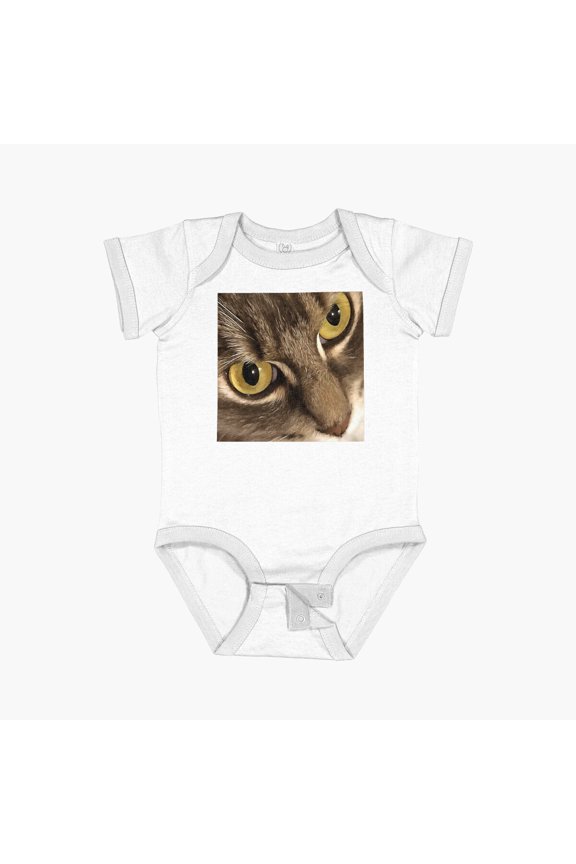 Artistic Close Up Cat Portrait Eyes And Nose Detail Short Sleeve Baby One-Piece, New Born, Baby Shower Gift, New Parents Gift