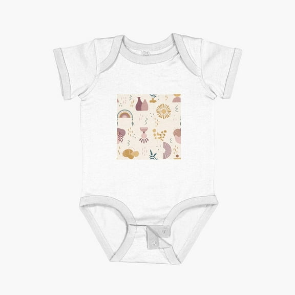 LuvlyBig Boho Pattern Design Short Sleeve Baby One-Piece, New Born, Baby Shower Gift, New Parents Gift