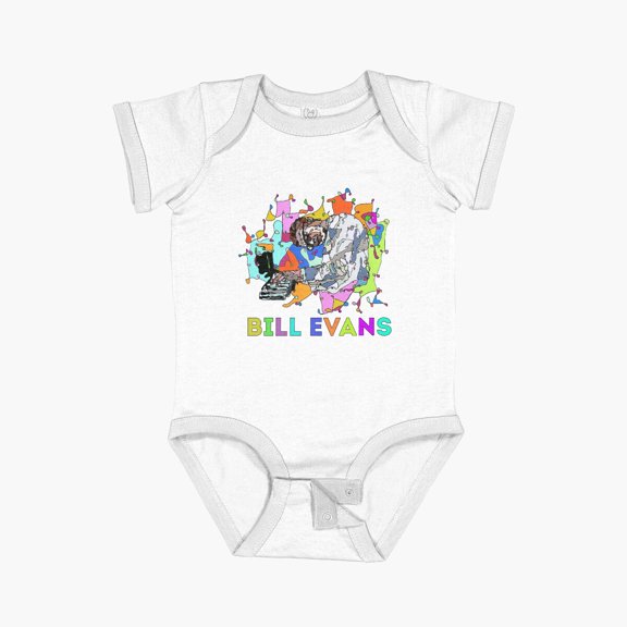 LuvlyBill Evans - "Jazz Legends" Art Series By Hristo Vitchev Short Sleeve Baby One-Piece, New Born, Baby Shower Gift, New Parents Gift