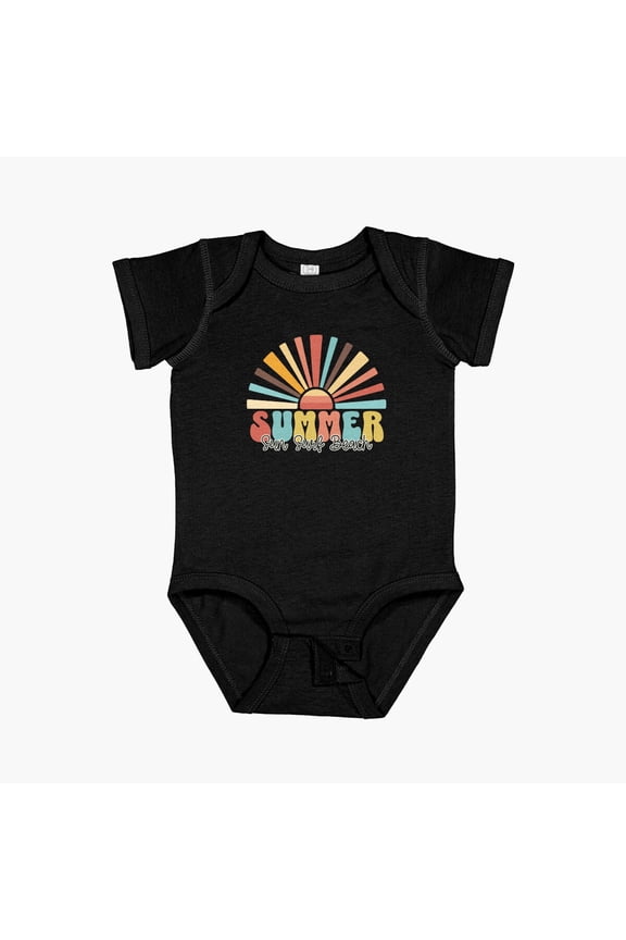 Boho Summer Sun Surf Beach Short Sleeve Baby One-Piece, New Born, Baby Shower Gift, New Parents Gift