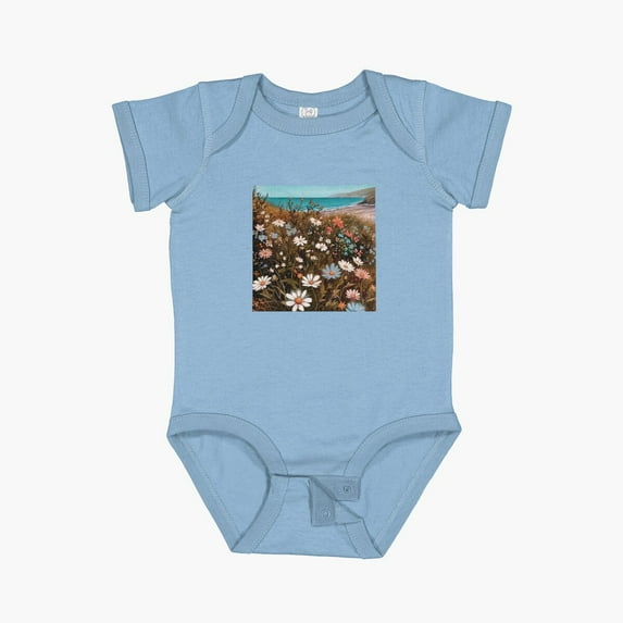 LuvlyBoho Wildflowers Cottagecore Countryside Coastal Wildflowers 3 Of 4 Short Sleeve Baby One-Piece, New Born, Baby Shower Gift, New Parents Gift