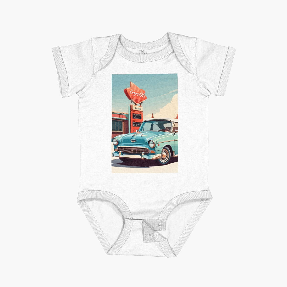 LuvlyClic American Chevy Blue Muscle Car Short Sleeve Baby One-Piece ...