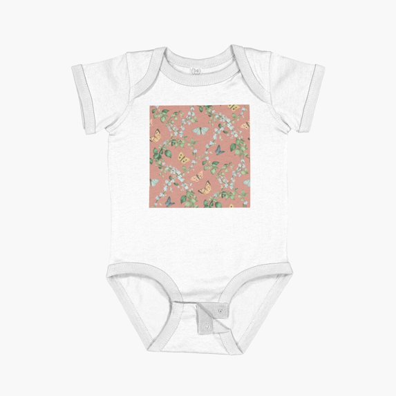 LuvlyCottage Core Butterflies Short Sleeve Baby One-Piece, New Born, Baby Shower Gift, New Parents Gift