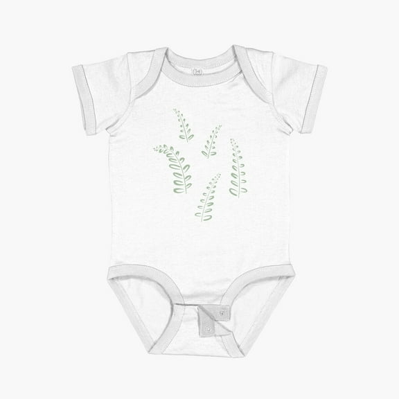 LuvlyGreen Leaf Line Art Pattern Short Sleeve Baby One-Piece, New Born, Baby Shower Gift, New Parents Gift