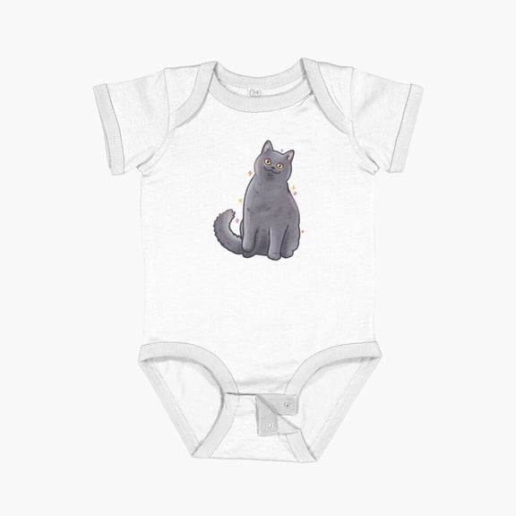 Luvly Cute British Shorthair Short Sleeve Baby One-Piece, New Born, Baby Shower Gift, New Parents Gift