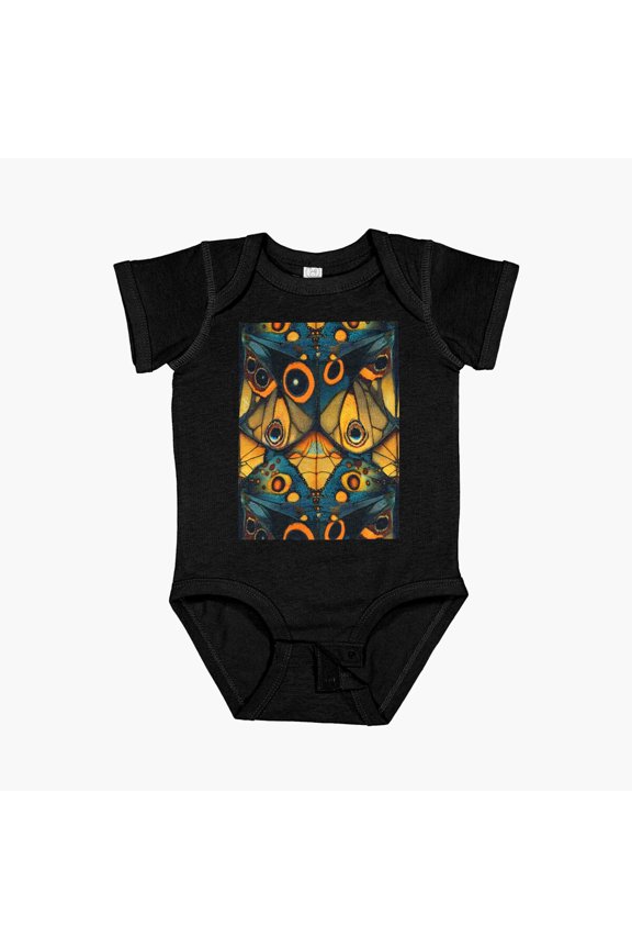 Fantasy Alien Butterfly Abstract Pattern Short Sleeve Baby One-Piece, New Born, Baby Shower Gift, New Parents Gift