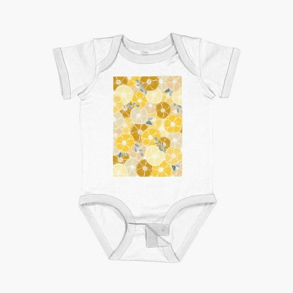 LuvlyFloral Yellow Design Short Sleeve Baby One-Piece, New Born, Baby Shower Gift, New Parents Gift
