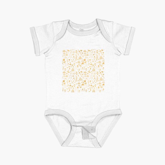 LuvlyGolden Garden-Floral Pattern Short Sleeve Baby One-Piece, New Born, Baby Shower Gift, New Parents Gift