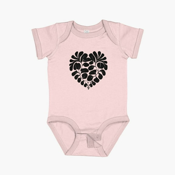 LuvlyGreen Heart Leaves Shape Of A Heart Short Sleeve Baby One-Piece, New Born, Baby Shower Gift, New Parents Gift