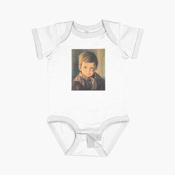 LuvlyCrying Boy Cursed Painting. Short Sleeve Baby One-Piece, New Born, Baby Shower Gift, New Parents Gift