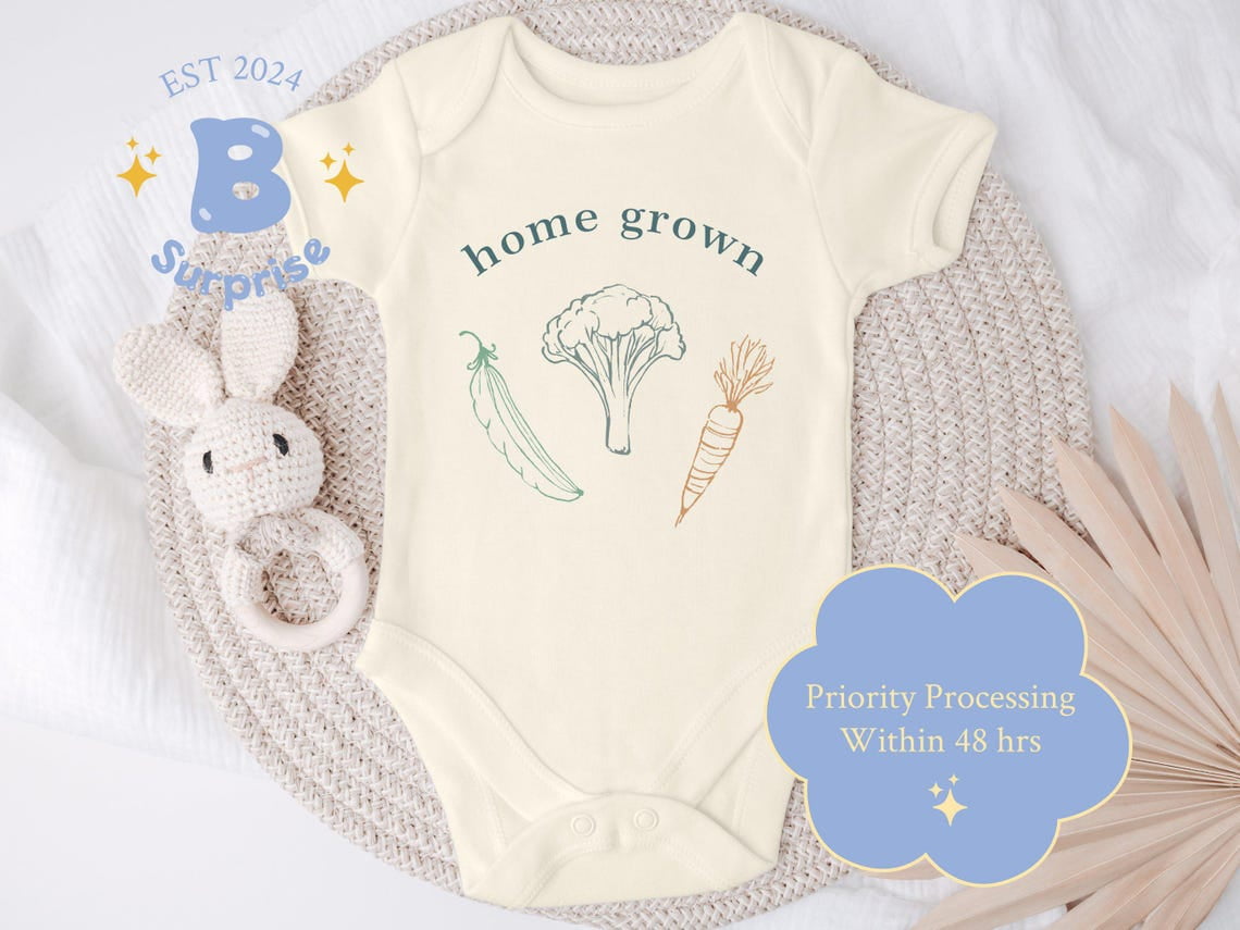 LuvlyHome Grown Organic Veggie Baby Bodysuit Natural Baby