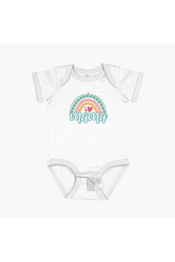 Mama Pastel Rainbow, Mother Gifts Short Sleeve Baby One-Piece, New Born, Baby Shower Gift, New Parents Gift