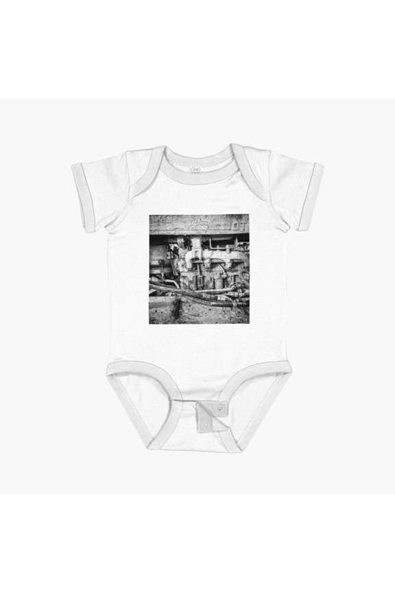 Mechanical Modern Art Vintage Engine Grunge Short Sleeve Baby One-Piece, New Born, Baby Shower Gift, New Parents Gift