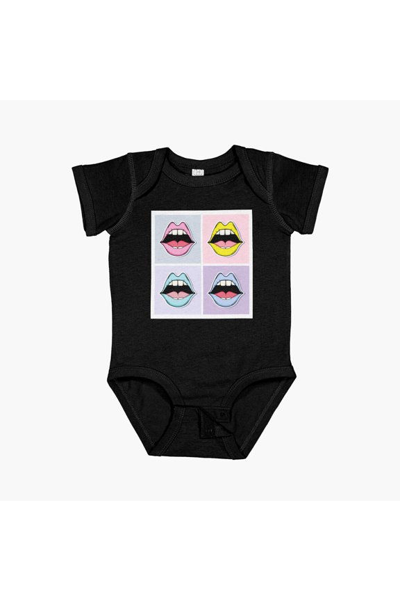 Loud Mouth Pop Art Pattern Short Sleeve Baby One-Piece, New Born, Baby Shower Gift, New Parents Gift