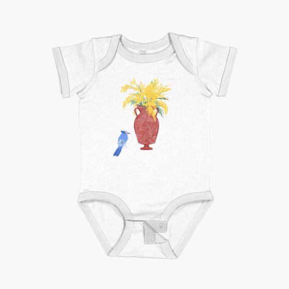 LuvlyMimosa And Blue Jay Short Sleeve Baby One-Piece, New Born, Baby Shower Gift, New Parents Gift