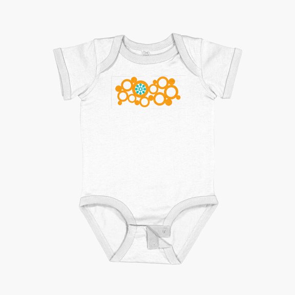 LuvlyModern Geometric Circles Mustard Ocher Teal Short Sleeve Baby One-Piece, New Born, Baby Shower Gift, New Parents Gift