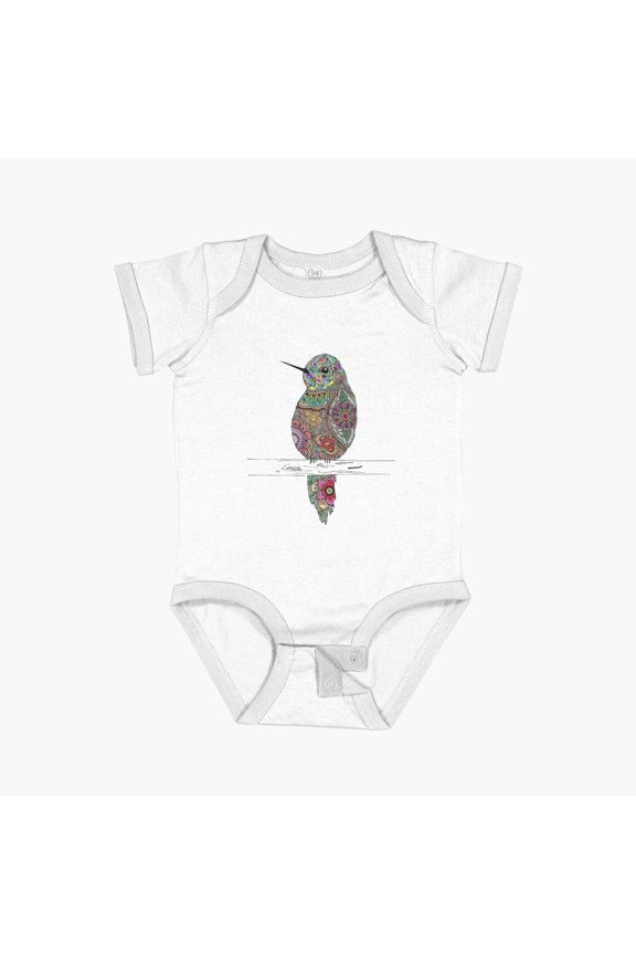Multicolor Bird Short Sleeve Baby One-Piece, New Born, Baby Shower Gift, New Parents Gift