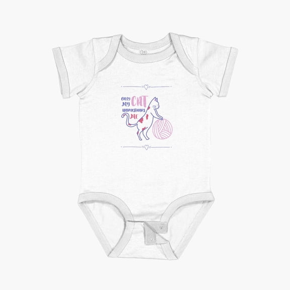 Luvly Only My Cat Understands Me - Pink Patchy Cat Short Sleeve Baby One-Piece, New Born, Baby Shower Gift, New Parents Gift