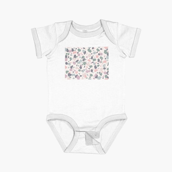 LuvlyPastel Terrazzo Pattern – Modern Abstract Stone Texture Short Sleeve Baby One-Piece, New Born, Baby Shower Gift, New Parents Gift