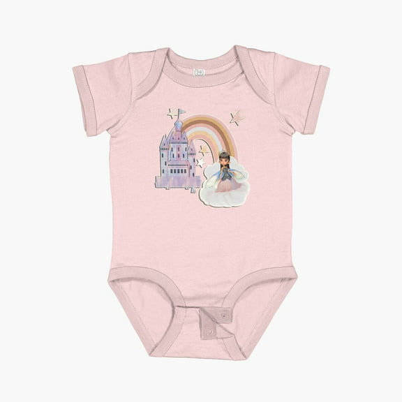 LuvlyPrincess Fairy Castle Boho Rainbow Short Sleeve Baby One-Piece, New Born, Baby Shower Gift, New Parents Gift