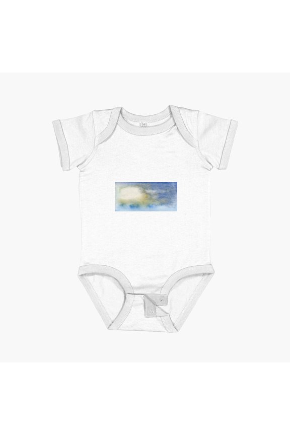 Quiet Winter Abstract Watercolor Short Sleeve Baby One-Piece, New Born, Baby Shower Gift, New Parents Gift