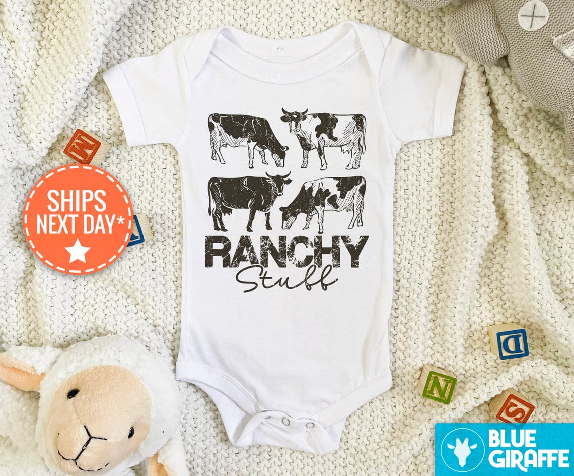 LuvlyRanchy Stuff, Cute Cow Ranch Baby Bodysuit, Country Themed , New ...