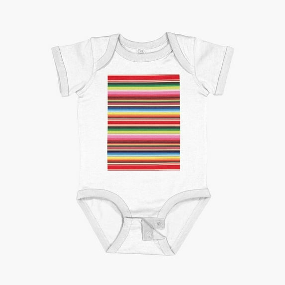 LuvlySerape Mexican Serape Blanket Vibrant Colorful Stripes Zarape Lines Modern Zerape Short Sleeve Baby One-Piece, New Born, Baby Shower Gift, New Parents Gift