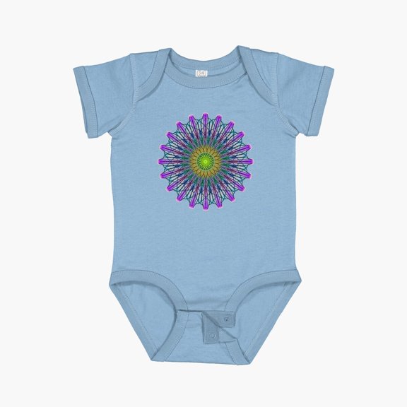 LuvlyVector Art Circle Pattern In Lime Purple Blue Short Sleeve Baby One-Piece, New Born, Baby Shower Gift, New Parents Gift