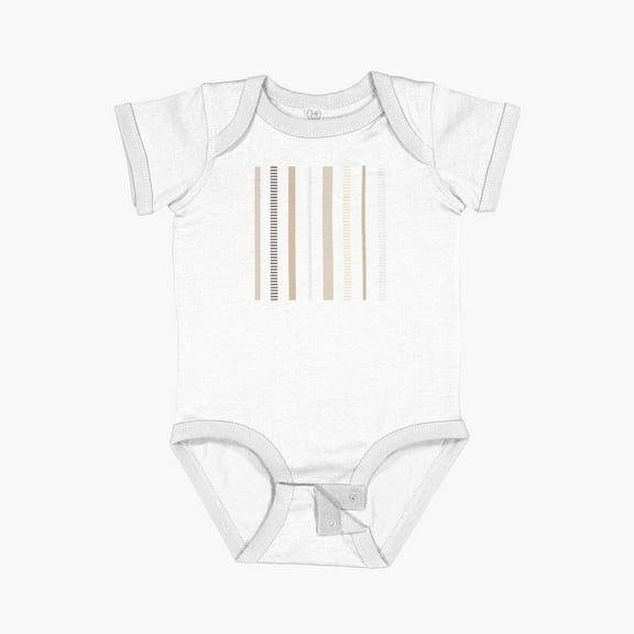 LuvlyVertical Stripes Tan Short Sleeve Baby One-Piece, New Born, Baby Shower Gift, New Parents Gift