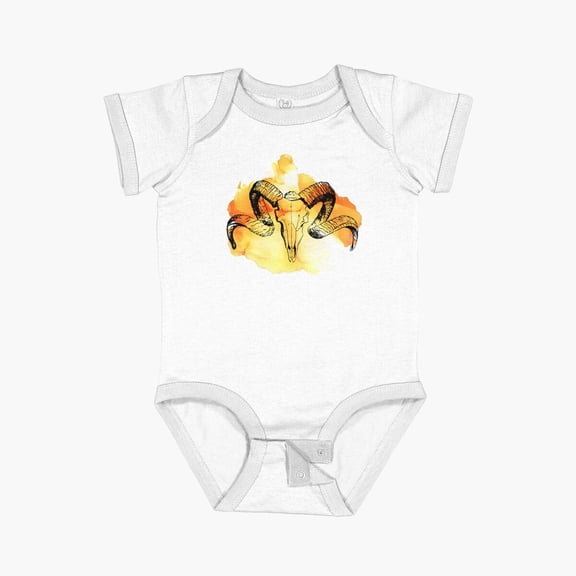 LuvlyWatercolor Splash Ram Skull Short Sleeve Baby One-Piece, New Born, Baby Shower Gift, New Parents Gift