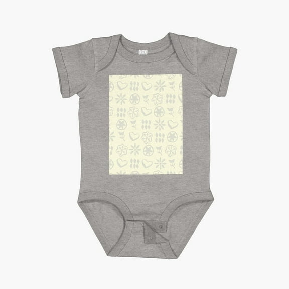 LuvlyWinter Cream Silver Grey Boho Retro Mid Century Nostalgic Christmas Pattern Short Sleeve Baby One-Piece, New Born, Baby Shower Gift, New Parents Gift