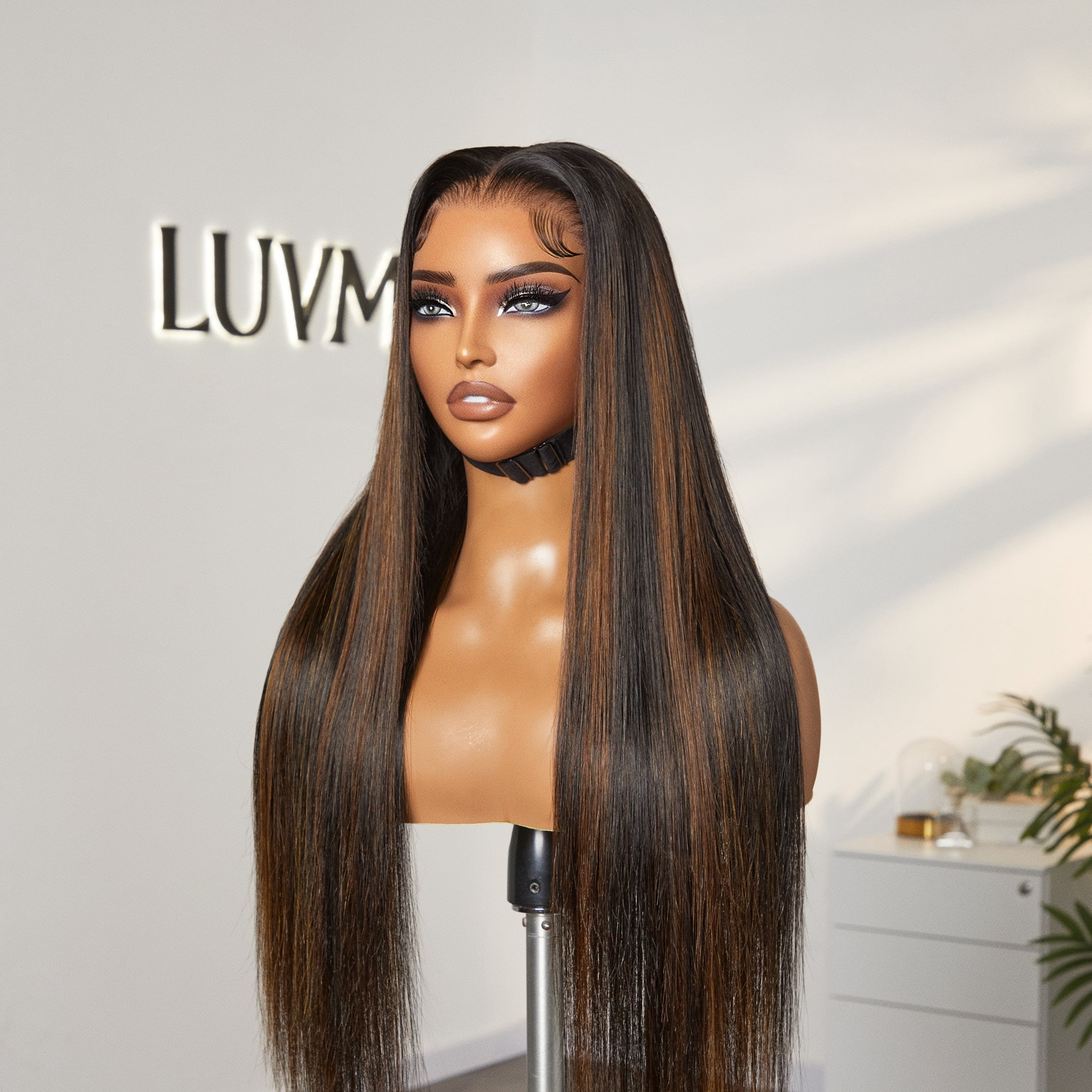 LUVME 13x4 Lace Front Wig 20" MB30# Medium Brown 100% Human Hair Pre Plucked Bleached Knots Glueless Straight 1 Piece