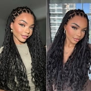 LUVME Flexi-Fit Invisi Drawstring Cap Full Lace Knotless Boho Curls Braided Long Wig فروة رأس طبيعية للغاية - الولايات المتحدة فقط