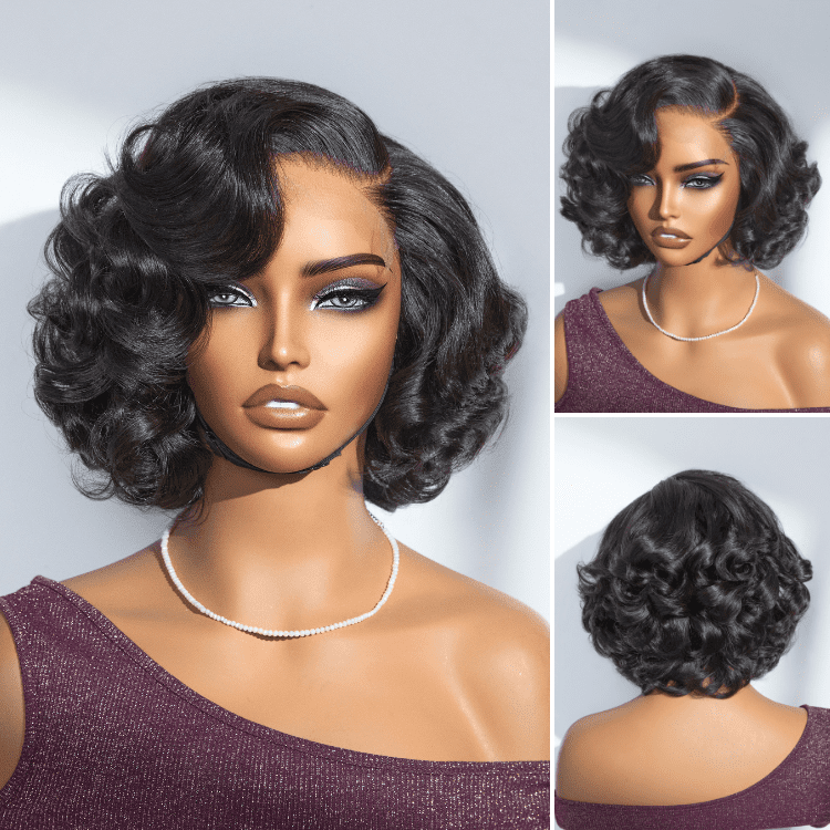 LUVME Mature Boss Brown Ombre Highlight / Natural Black / Salt and Pepper Loose Wave Glueless Minimalist HD Lace Wig