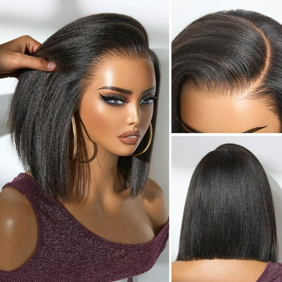 LUVME PreMax Wigs - Nature Max Yaki / Silky Bob Ear-to-Ear Glueless 13x6 Frontal HD Lace Short Bob Wig