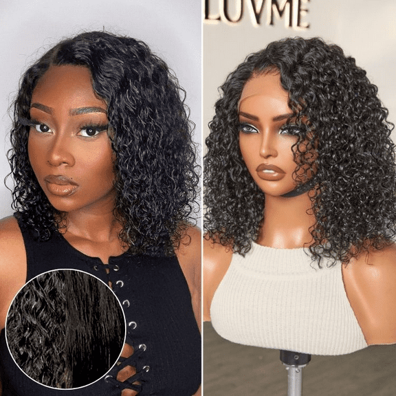 LUVME Wet and Wavy 5x5 Closure Pre-Cut Lace Water Wave Wig Glueless Side Part Human Hair Wig Breathable Cap
