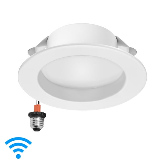 Luvoni 4 inch Smart Wifi LED Retrofit Downlight, 700 Lumens, Dimmable, Multi CCT 2700-6000K, E26 Adapter included, Compatible with Alexa/Google Home by Maxxima