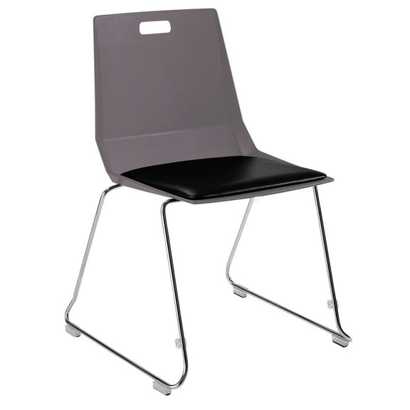 Luvraflex Stack Chair With Polypropylene Back, Padded Seat - Charcoal, Black