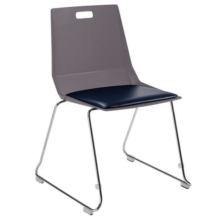 Luvraflex Stack Chair With Polypropylene Back, Padded Seat - Charcoal, Blue
