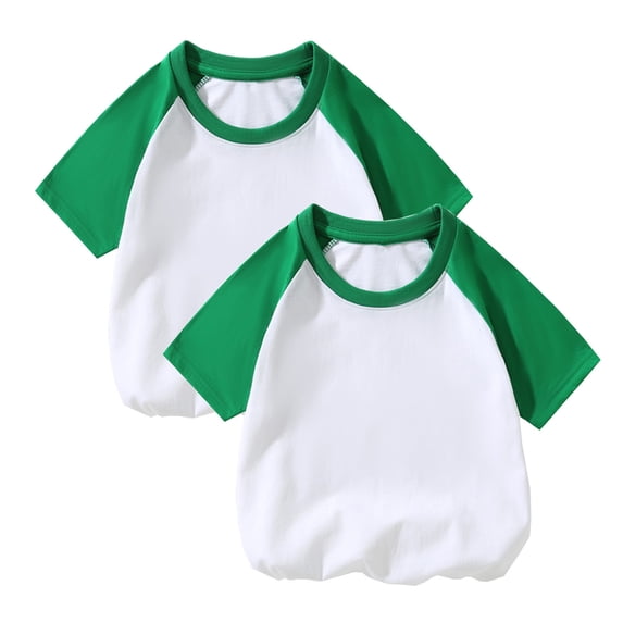 Luvrsol 2 Pack T-Shirts Unisex Kids Solid Basic Durable Cotton Casual Outdoor Shirts 100-160