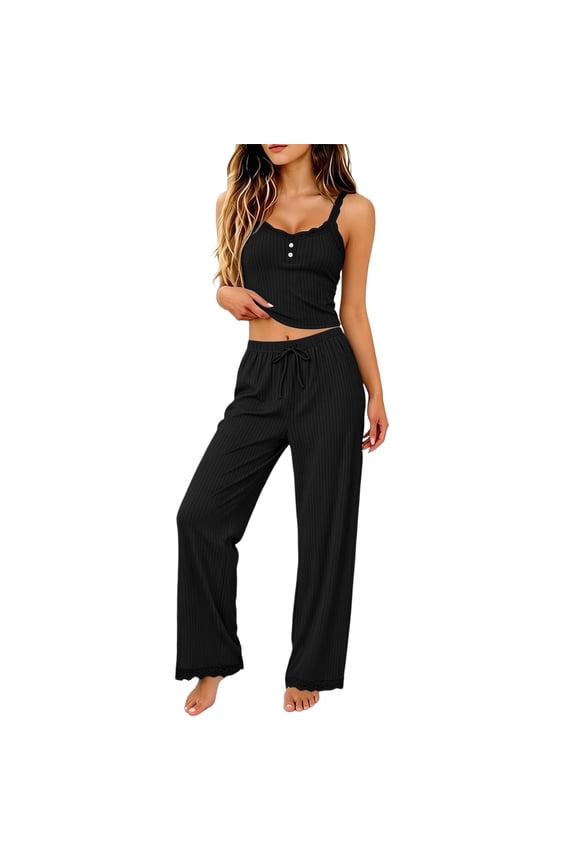 2 Piece Sets for Women Sleeveless Tank Top and Wide Leg Pants Set Casual Outfits for Daily Wear XS-XL