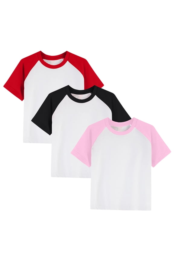 3 Pack Unisex Kids Solid Basic Short Sleeve Cotton Multipack Basic Undershirts 110-150