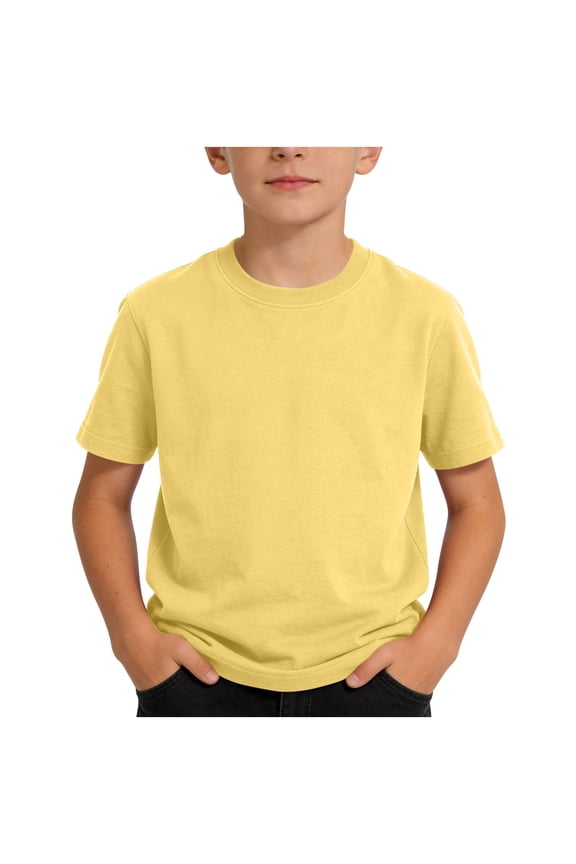 Big Boys' T-Shirt Unisex Kids Solid Basic Durable Cotton Casual Outdoor Shirts 110-170