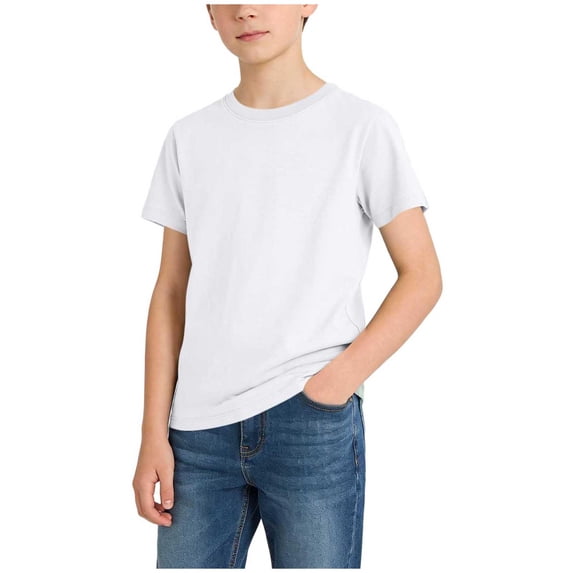 Luvrsol Big Boys' T-Shirt Unisex Kids Solid Basic Short Sleeve Cotton Multipack Summer Daily Tees 90-170