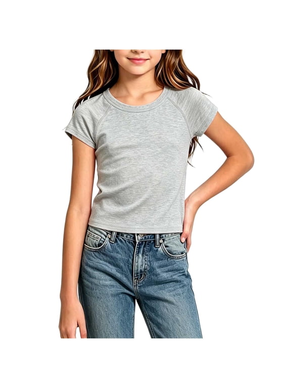 Big Girls' T-Shirt Unisex Kids Solid Basic Cotton Multipack Basic Undershirts 90-170