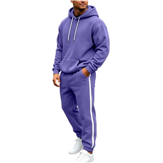 Luvrsol Big & Tall Men Athletic 2-Piece Lounge Tracksuit Solid Long Sleeve Hooded Top & Daily Wear Jogger Pants S-3XL
