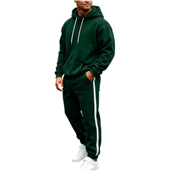 Luvrsol Big & Tall Men Athletic 2-Piece Lounge Tracksuit Solid Long Sleeve Hooded Top & Daily Wear Jogger Pants S-3XL